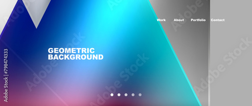 Metal triangles with colorful bright triangles. Geometric modern minimalist design template
