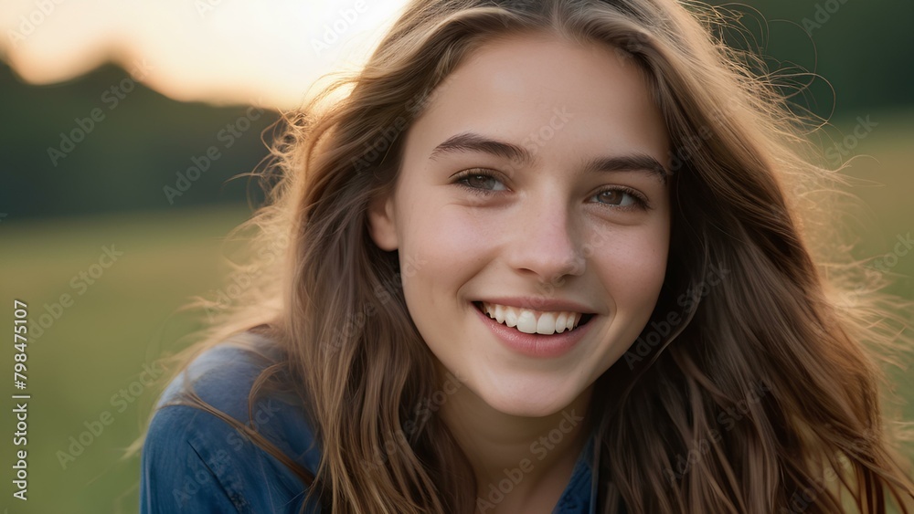 Close up of Happy female teenager with a wide smile, showing the upper teeth Close up of Happy female teenager with a wide smile, showing the upper teeth