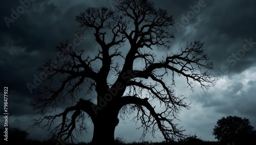 A spooky silhouette of a towering old tree against a stormy sky, branches creaking in the wind (20).jpg, A spooky silhouette of a towering old tree against a stormy sky, branches creaking ai_generated