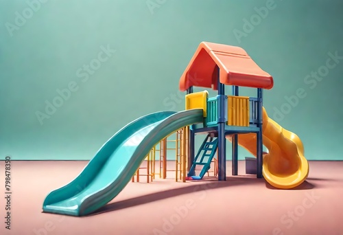 miniature colorful slide on the diffused colored background 