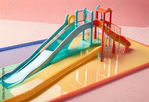 playground slide, miniature slide on the pink background  © Asma