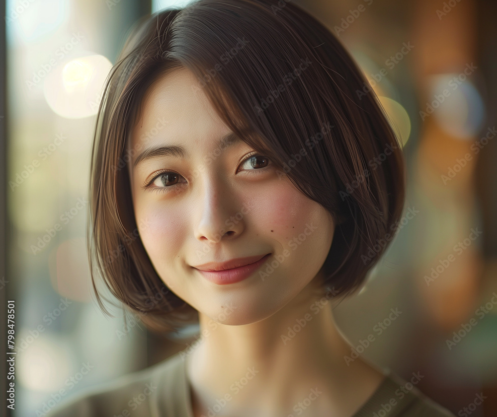 Fototapeta premium Beautiful Japanese women, Short hair