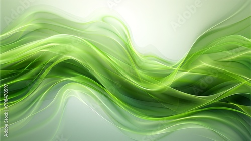 Abstract green wave background with bright light, curves, and natural flow, suitable for wallpaper or business design 