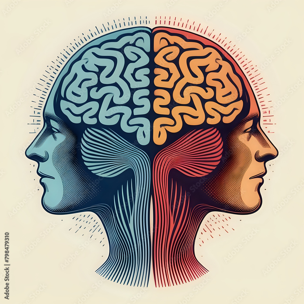 Obraz premium human brain anatomy, human head with brain, human head with brain