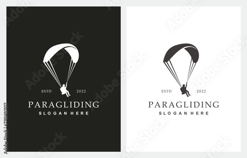 Paragliding Glide Flight Outdoor logo design icon vector