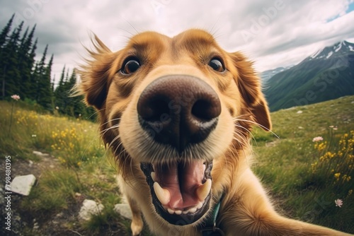 Selfie dog landscape outdoors mammal. photo