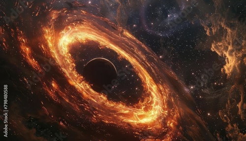 Black Hole Encounter, Visualize the mysterious and captivating phenomenon of a black hole photo
