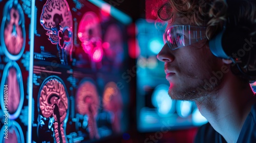 Intense moment as researchers monitor brain activity via a seamless interface, showcasing the potential of direct mind control over digital devices, sharp and clear photo