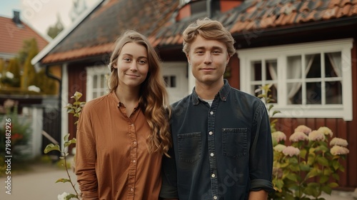 Young European Couple in Autumn Ambience. Generative AI. © Tuyres