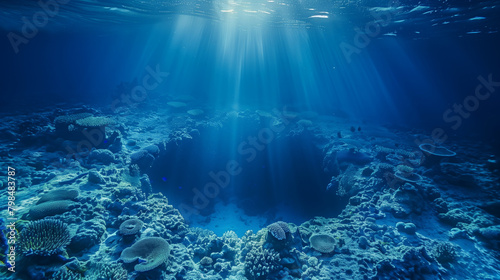 The phenomenon of holes in the sea, there are large holes or depressions that form on the seabed. Ai generated image © mohammad