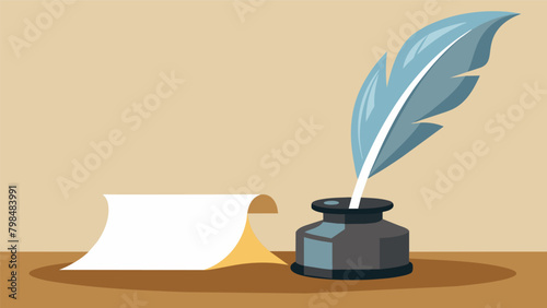 A simple yet powerful image of a quill pen and inkwell resting on a blank piece of parchment symbolizing the potential and promise of a new nation. Vector illustration