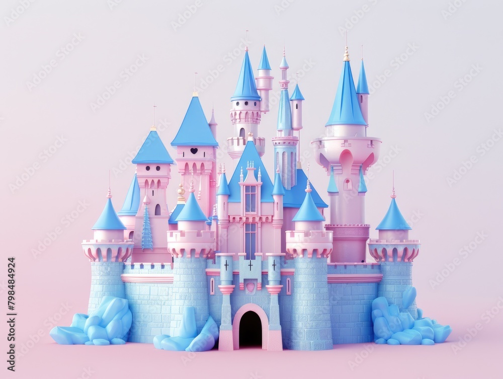 Pink cartoon castle