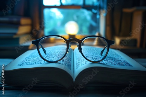 glasses on book