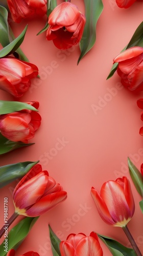 Beauty red tulip flower copy space decoration nature background