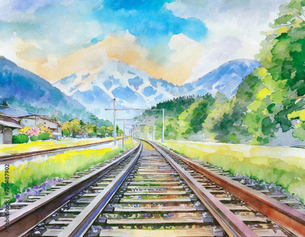 Fototapeta premium railroad track illustration