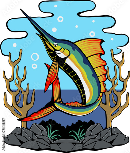 Marlin fish Illustration