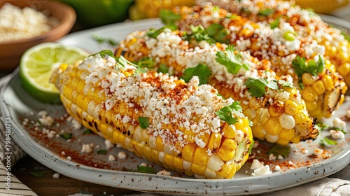 Delight in the flavors of Mexican street corn where elote meets cotija cheese fresh cilantro and a hint of chili photo