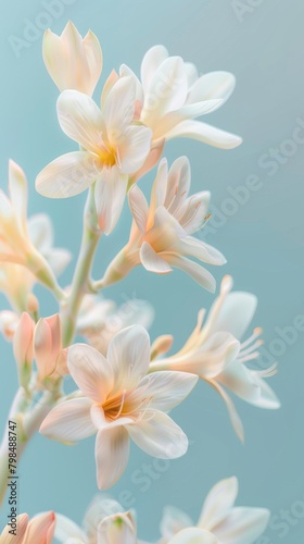 Beauty white tuberose blossom flower copy space decoration nature background © Montalumirock