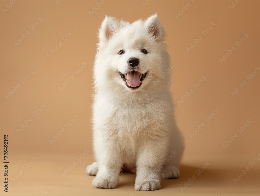 A small dog with a white background