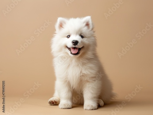 A small dog with a white background © fanjianhua