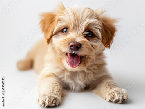 A small dog with a white background