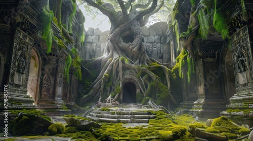 Within the Sanctum of Earth massive roots protrude from the ground intertwining with the walls and creating a harmonious fusion of . . © Justlight