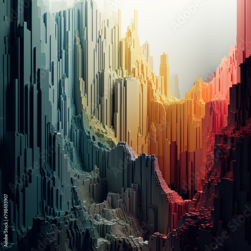 Abstract Colorful 3D Cityscape Illustration  