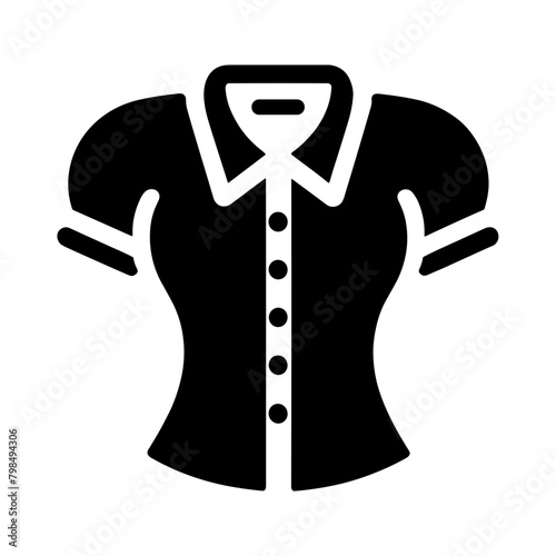 "Women Blouse Icon" - This Vector Showcases A Fashionable Women's Blouse, Represented As A Simplified Pictogram, Highlighting Stylish Dress And Clothes Elements.