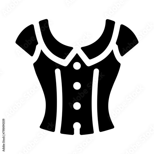 "Women Blouse Icon" - A Fashion-Forward Icon Depicting A Women's Blouse In Vector Form, Perfect For Representing Dress And Clothes In Stylish Pictograms.