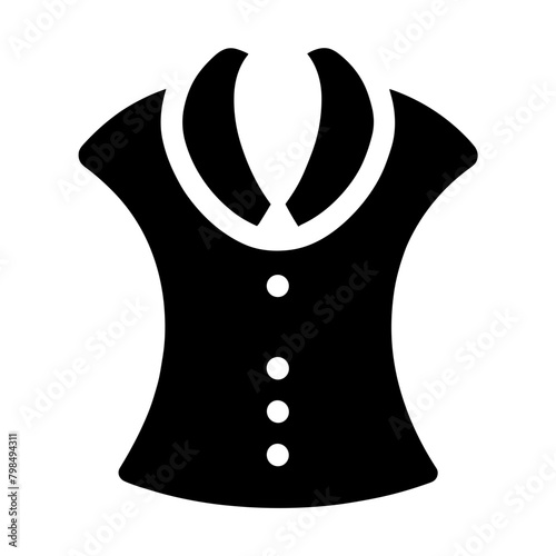 "Women Blouse Icon" - This Vector Showcases A Fashionable Women's Blouse, Represented As A Simplified Pictogram, Highlighting Stylish Dress And Clothes Elements.