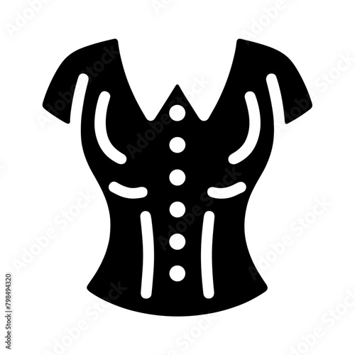 "Women Blouse Icon" - This Pictogram Features A Vector Design Of A Women's Blouse, Emphasizing Its Role In The Fashion And Clothes Industry As A Stylish Dress Icon.