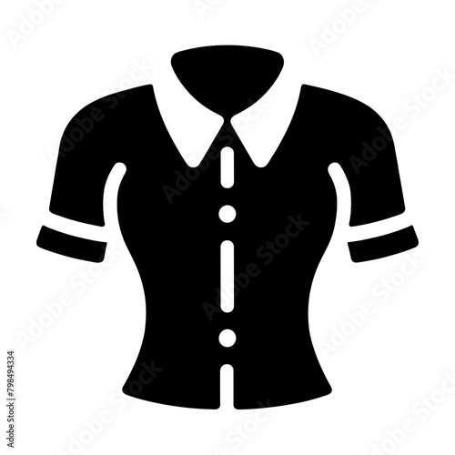 "Women Blouse Icon" - This Pictogram Features A Vector Design Of A Women's Blouse, Emphasizing Its Role In The Fashion And Clothes Industry As A Stylish Dress Icon.