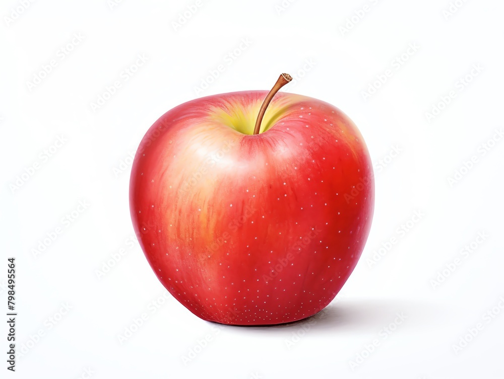 A realistic painting of a red apple on a white background. A realistic painting of a red apple on a white background.
