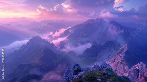 Purple and green wisps dancing across the sky above the peaks