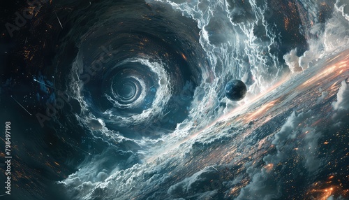Wormhole Journey, Depict the theoretical concept of traversing through wormholes to reach distant parts of the universe