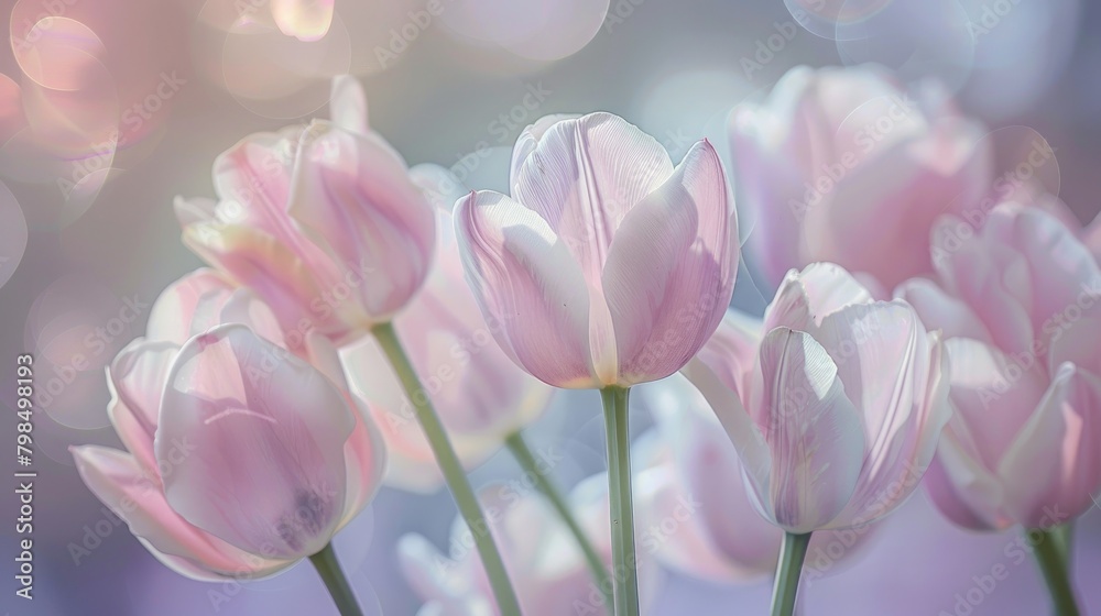 Obraz premium Delicate Tulips in Soft Pastel Shades