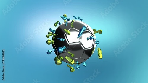 Metallic spinning football background. (ID: 798498942)