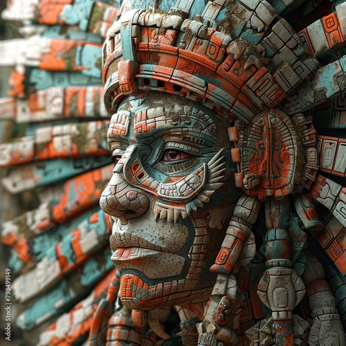 Craft an imaginative portrayal of the Aztec civilization merging elements of the supernatural with historical facts. © tonstock