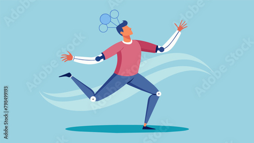 A man dancing gracefully with their neuroprosthetic arms the movements fluid and natural as they are controlled by his neural signals..