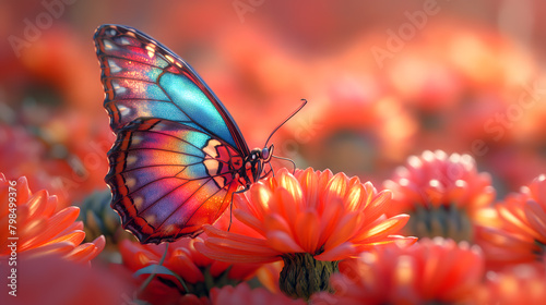 Vibrant Close-Up of a Monarch Butterfly on Orange Flowers