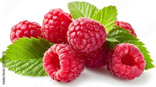 Raspberry on a white background, fresh ripe raspberries isolated on white background, ai generated 