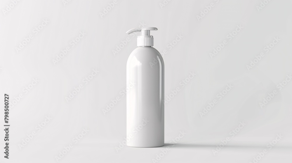 A blank cosmetic bottle for dispensing creams, soups, and foams on a white background. A blank cosmetic bottle for dispensing creams, soups, and foams on a white background.