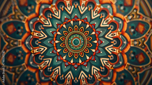 geometric mandala design on a colorful background