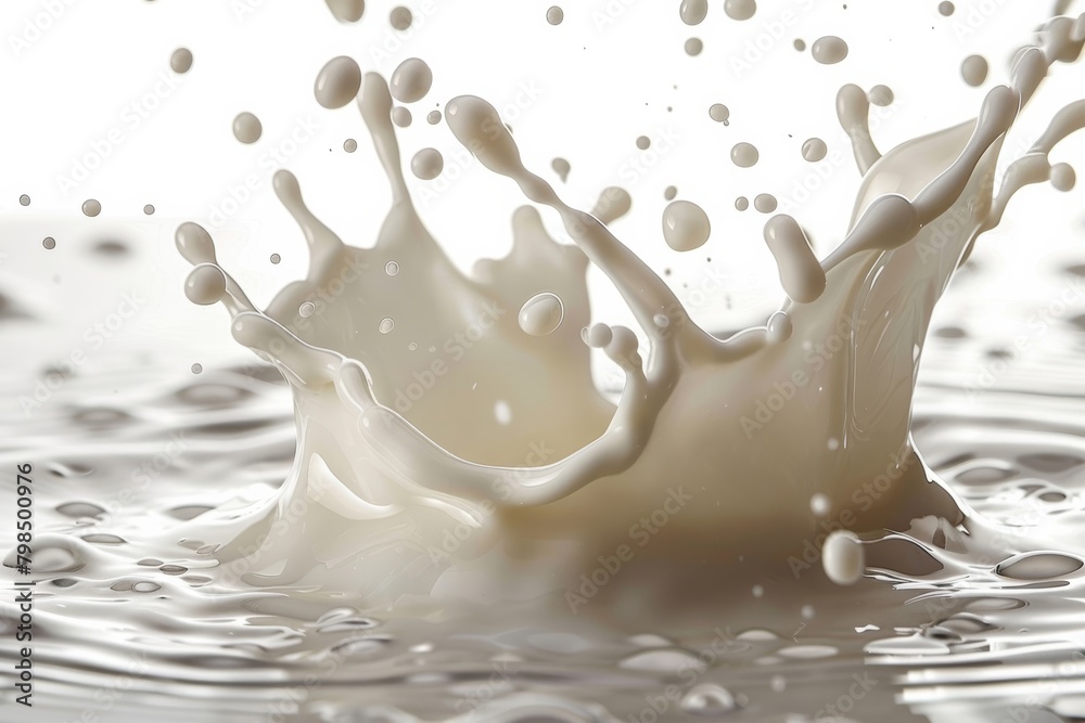 Cream and milk splashed separately on a white surface. Cream and milk splashed separately on a white surface.