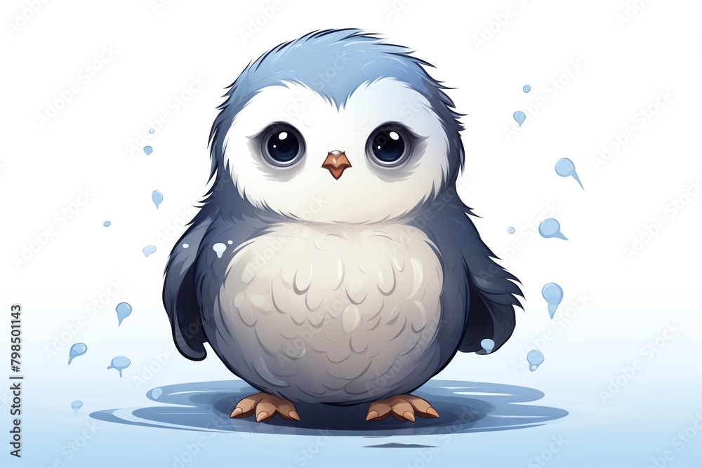 Seal Sleek seal on a shiny icy white shore hand drawing cute owl isolated on white background Seal Sleek seal on a shiny icy white shore hand drawing cute owl isolated on white background