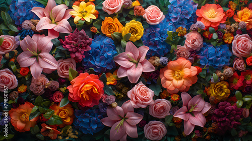 Vibrant Assortment of Roses in Full Bloom - A Floral Background © slonme