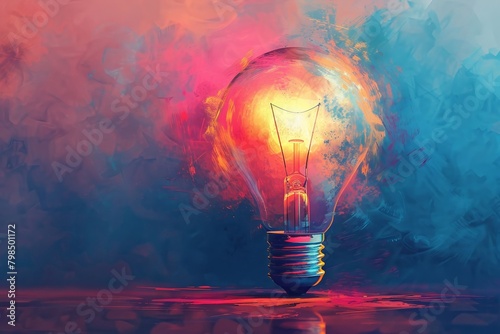 The idea of incorporating a light bulb into an abstract painting design is intriguing.