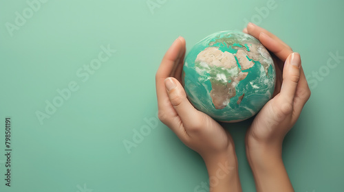 Global Conservation Awareness Represented by Hands Holding the Earth