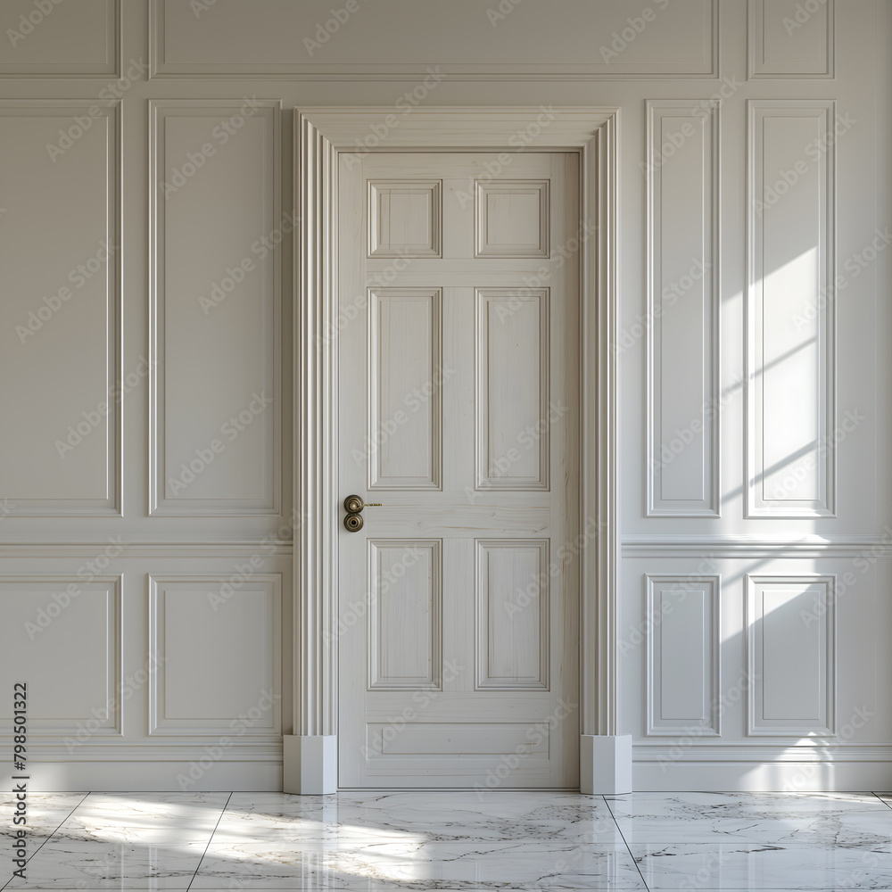 Elegant Classic White Panel Door with Decorative Elements