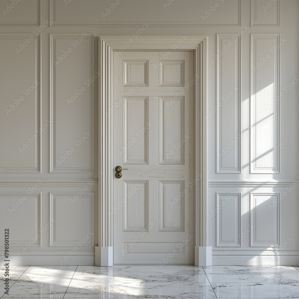 Elegant Classic White Panel Door with Decorative Elements Elegant Classic White Panel Door with Decorative Elements